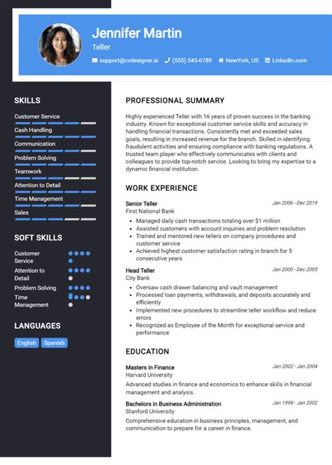 Teller Resume Examples and Template for 2024 .